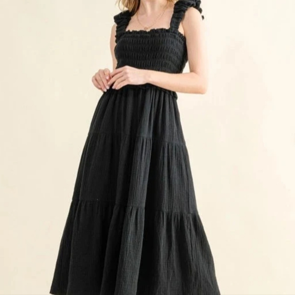 K.I.T. Ruched Strapped Smocked Midi Dress 2XL NWT